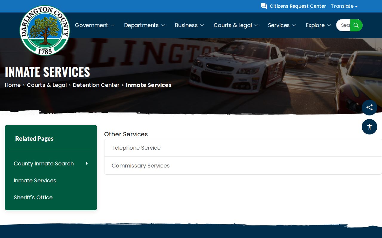 Darlington County arrest record detention center inmate services