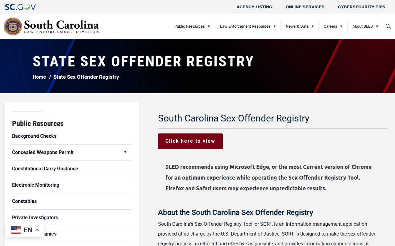 Darlington County sex offender registry tier removal guidance from SLED
